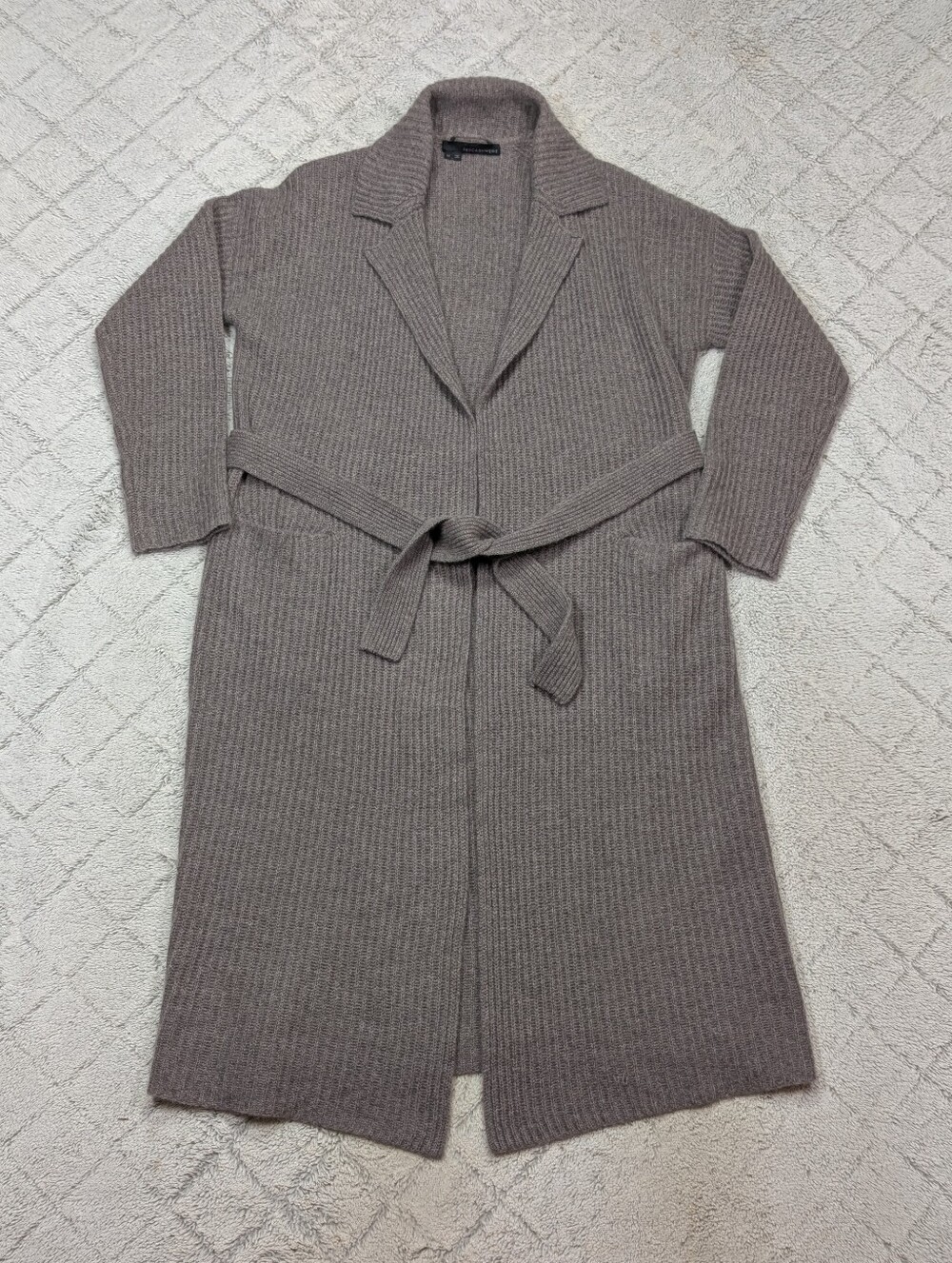 360 Cashmere Sweater Womens M Gray Cashmere Cardigan Long Duster Rib Knit